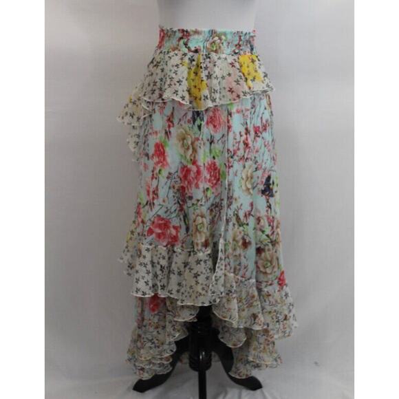 AMUSE Patricia Forgeal Sz S Small Ruffled Tiered Floral Zen Skirt - Picture 10 of 10
